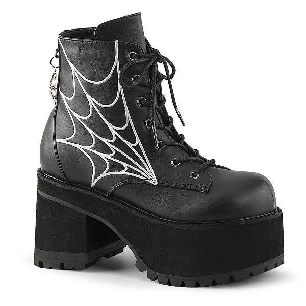 Demonia Women's Ranger-105 Platform Ankle Boots - Black Vegan Leather D0325-96US Clearance